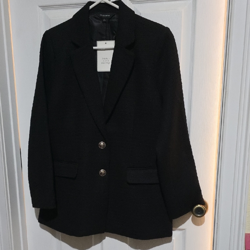 Calligraphie Black Blazer with Goldtone Buttons. Size‎ L.